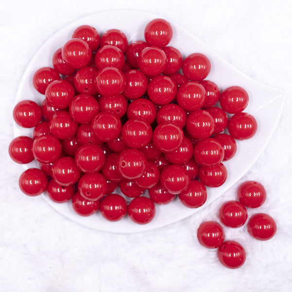 Top view of a pile of 16mm Apple Red Solid Acrylic Bubblegum Jewelry Beads