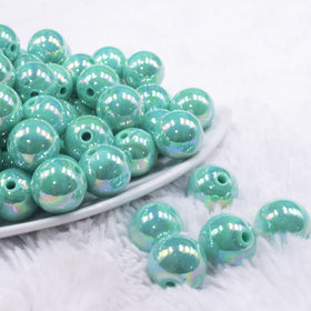 16mm Aquamarine Solid AB Bubblegum Beads