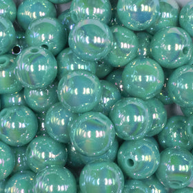 16mm Aquamarine Solid AB Bubblegum Beads