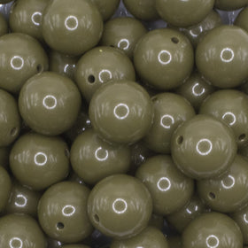 16mm Army Green Solid Acrylic Bubblegum Jewelry Beads