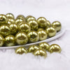 Front view of a pile of 16mm Avocado Green Faux Pearl Acrylic Bubblegum Jewelry Beads