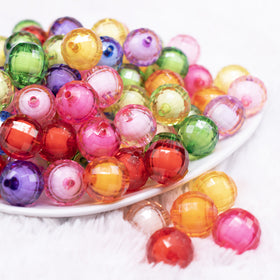16mm Bead in a Bead Color Mix Acrylic Bubblegum Beads Bulk - 100 Count