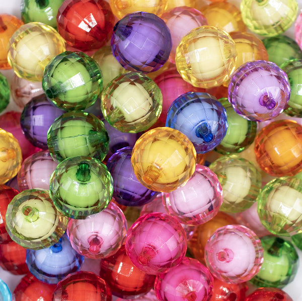 close up view of a pile of 16mm Bead in a Bead Color Mix Acrylic Bubblegum Beads Bulk - 100 Count