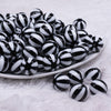 front view of a pile of 16mm Black and White Beach Ball Bubblegum Beads