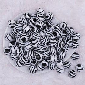 16mm Zebra Print Acrylic Bubblegum Jewelry Beads