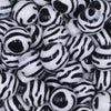 Close up view of a pile of 16mm Zebra Print Acrylic Bubblegum Jewelry Beads