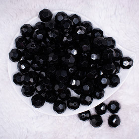 16mm Black Faceted Bubblegum Beads