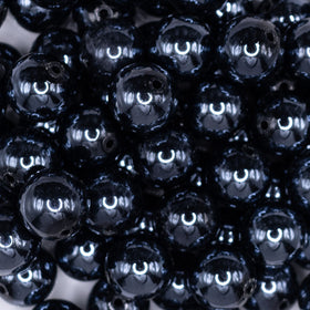 16mm Reflective Black Acrylic Bubblegum Beads
