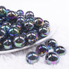 front view of a pile of 16mm Smoked Neochrome Black Solid AB Bubblegum Beads
