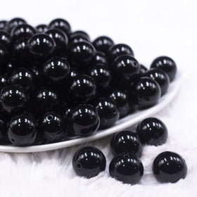 16mm Black Solid Acrylic Bubblegum Jewelry Beads