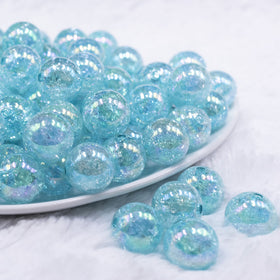 16mm Pastel Blue Crackle AB Bubblegum Beads