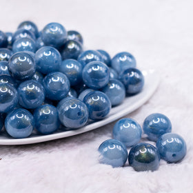 16mm Blue Galaxy Sparkle Resin Bubblegum Beads
