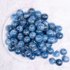 top view of a pile of 16mm Blue Galaxy Sparkle Resin Bubblegum Beads
