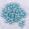 Top view of a pile of 16mm Blue Faux Pearl Acrylic Bubblegum Jewelry Beads
