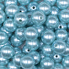 Close up view of a pile of 16mm Blue Faux Pearl Acrylic Bubblegum Jewelry Beads