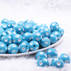 front view of a pile of 16mm Blue with White Polka Dots Bubblegum Beads