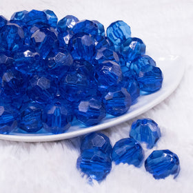 16mm Royal Blue Transparent Faceted Bubblegum Beads