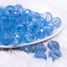 16mm Blue Transparent Disco Shaped Bubblegum Beads