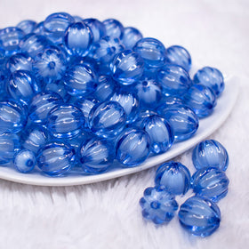 16mm Blue Transparent Pumpkin Shaped Bubblegum Beads