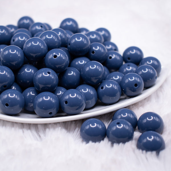front view of a pile of 16mm Blueberry Solid Bubblegum Beads
