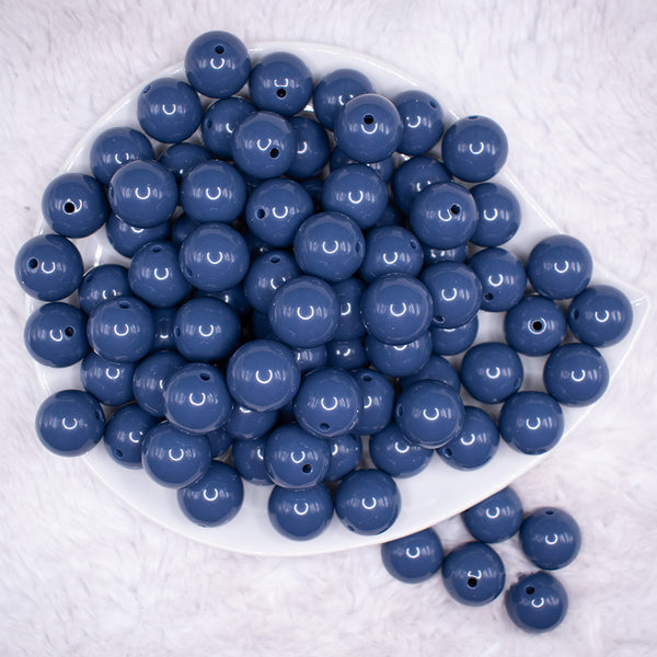 top view of a pile of 16mm Blueberry Solid Bubblegum Beads