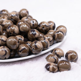 16mm Brown Camouflage Acrylic Bubblegum Beads