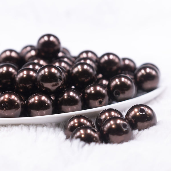 Front view of a pile of 16mm Brown Faux Pearl Acrylic Bubblegum Jewelry Beads
