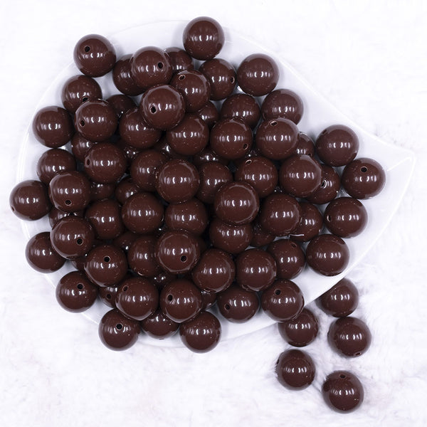 Top view of a pile of 16mm Brown Solid Acrylic Bubblegum Jewelry Beads
