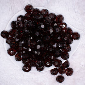16mm Brown Transparent Faceted Bubblegum Beads