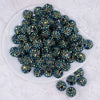 top view of a pile of 16mm Chameleon Green Rhinestone AB Chunky Bubblegum Jewelry Beads