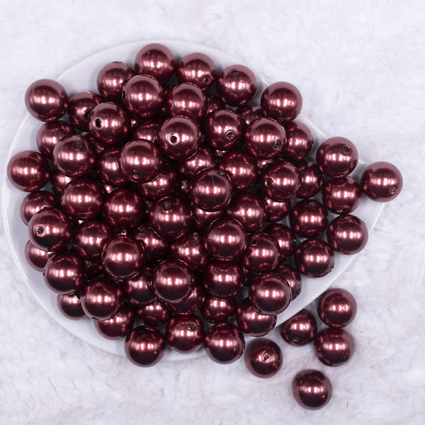 Top view of a pile of 16mm Copper Brown Faux Pearl Acrylic Bubblegum Jewelry Beads