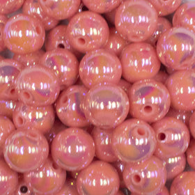 16mm Coral Orange Solid AB Bubblegum Beads