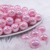 front view of a pile of 16mm Cotton Candy Pink Solid AB Bubblegum Beads