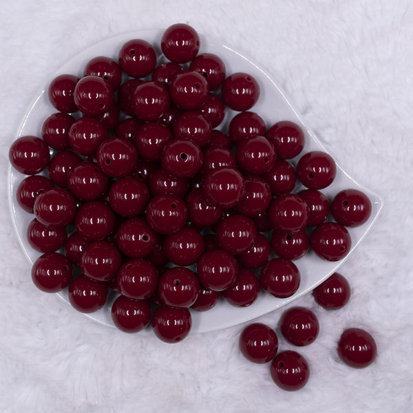 Top view of a pile of 16mm Cranberry Red Solid Acrylic Bubblegum Jewelry Beads