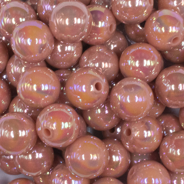 close up view of a pile of 16mm Dark Salmon Solid AB Bubblegum Beads