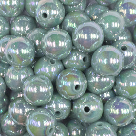 16mm Eucalyptus Green Solid AB Bubblegum Beads