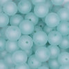 close up view of a pile of 16mm Aqua Blue Frosted Bubblegum Beads