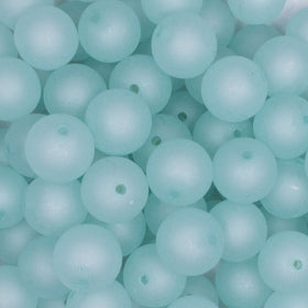 16mm Aqua Blue Frosted Bubblegum Beads