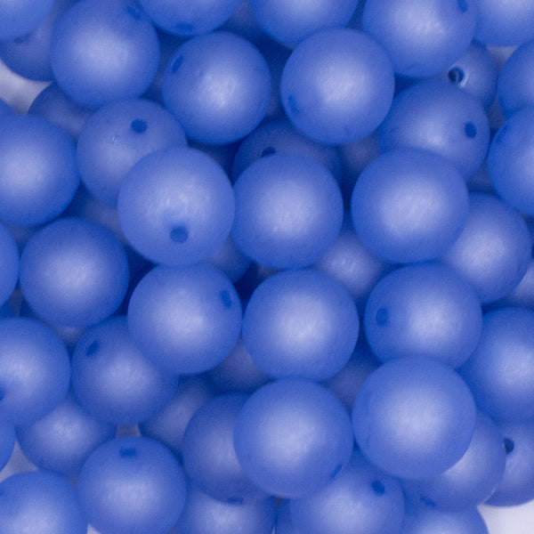 close up view of a pile of 16mm Blue Frosted Bubblegum Beads