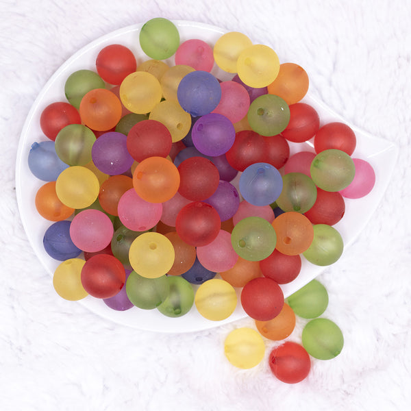 top view of a pile of 16mm Frosted Color Mix Acrylic Bubblegum Beads Bulk - 100 Count