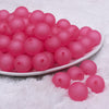 front view of a pile of 16mm Hot Pink Frosted Bubblegum Beads