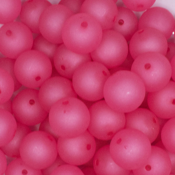 close up view of a pile of 16mm Hot Pink Frosted Bubblegum Beads