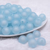 front view of a pile of 16mm Light Blue Frosted Bubblegum Beads