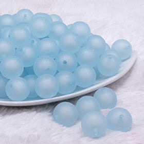 16mm Light Blue Frosted Bubblegum Beads