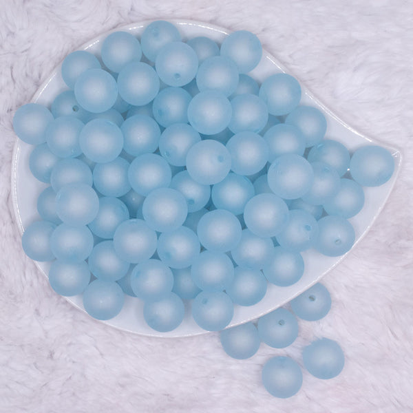 top view of a pile of 16mm Light Blue Frosted Bubblegum Beads