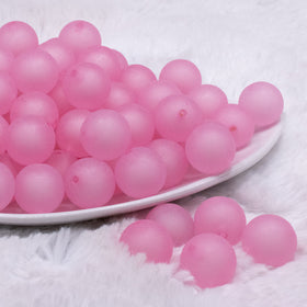 16mm Pink Frosted Bubblegum Beads