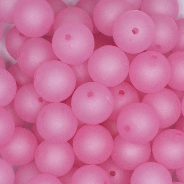 close up view of a pile of 16mm Pink Frosted Bubblegum Beads