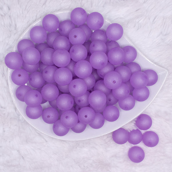 top view of a pile of 16mm Purple Frosted Bubblegum Beads