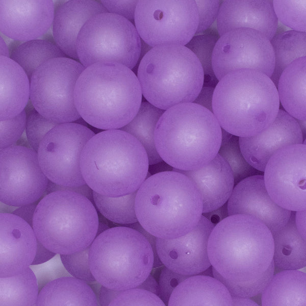 close up view of a pile of 16mm Purple Frosted Bubblegum Beads