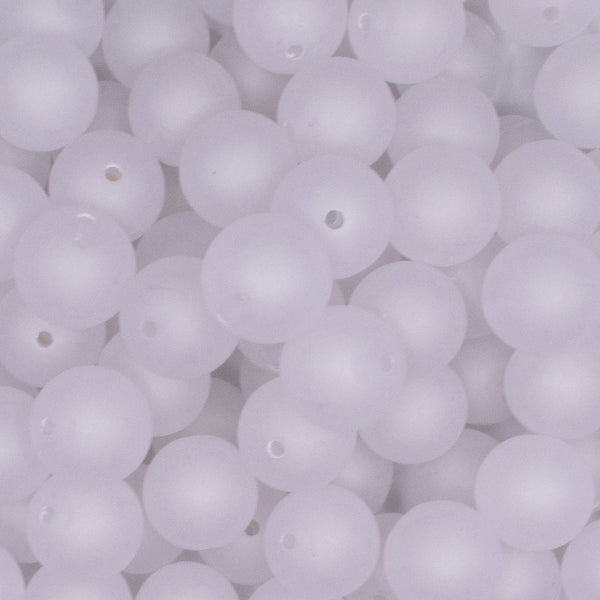 close up view of a pile of 16mm White Frosted Bubblegum Beads